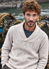 IrelandsEye Lightweight Aran Cashmere Mix Shawl Sweater | Chalk
