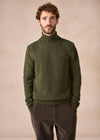 IrelandsEye Lightweight Polo Neck Irish Sweater | Loden