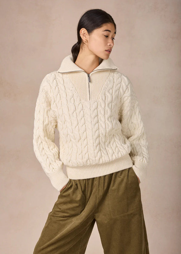 IrelandsEye Women's Cropped Aran Troyer Sweater | Natural