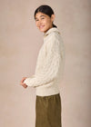 IrelandsEye Women's Cropped Aran Troyer Sweater | Natural