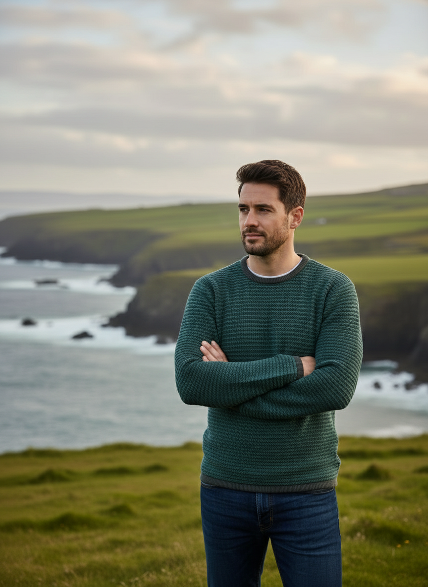 Skellig Stripe Crew Neck Sweater | Peacock