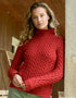 Aran Crafts Hearts High Neck Sweater | Red