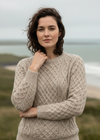 Unisex Aran Wool Sweater | Traditional Irish Knitwear | Flecked Oatmeal