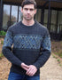 Aran Unisex Jacquard Sweater Charcoal | 100% Merino Wool Irish Knitwear
