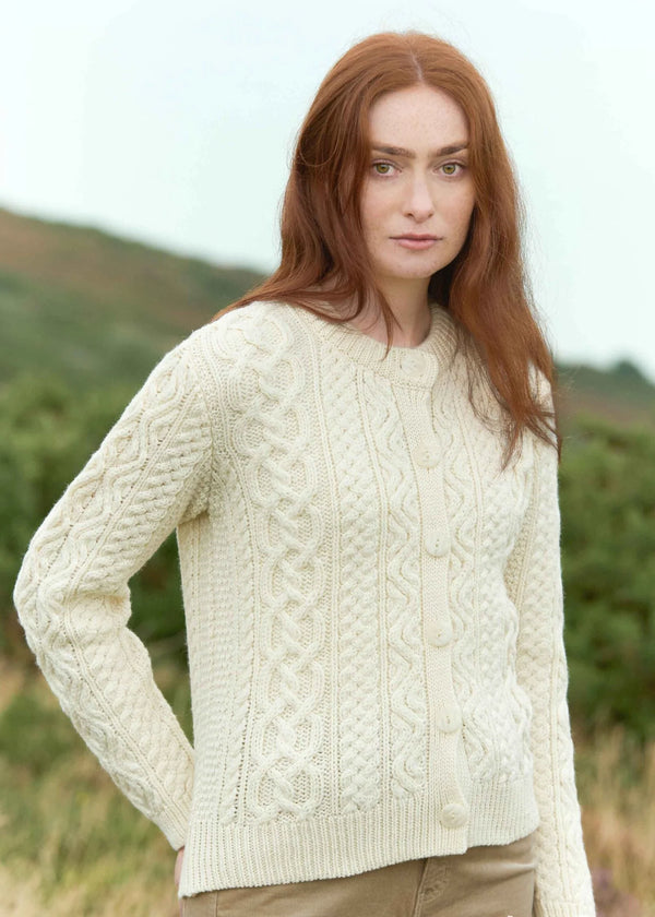 Aran Short Button Cardigan