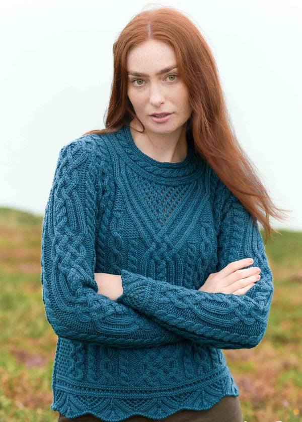 Aran Scallop Lace Stich Sweater | Bermuda