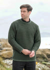 Aran Crafts Men's Merino Wool Striped Crew Neck Sweater | Green - Clearance