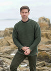 Aran Crafts Men's Merino Wool Striped Crew Neck Sweater | Green - Clearance