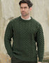 Pull Buncrana en laine mérinos Aran | Vert armée