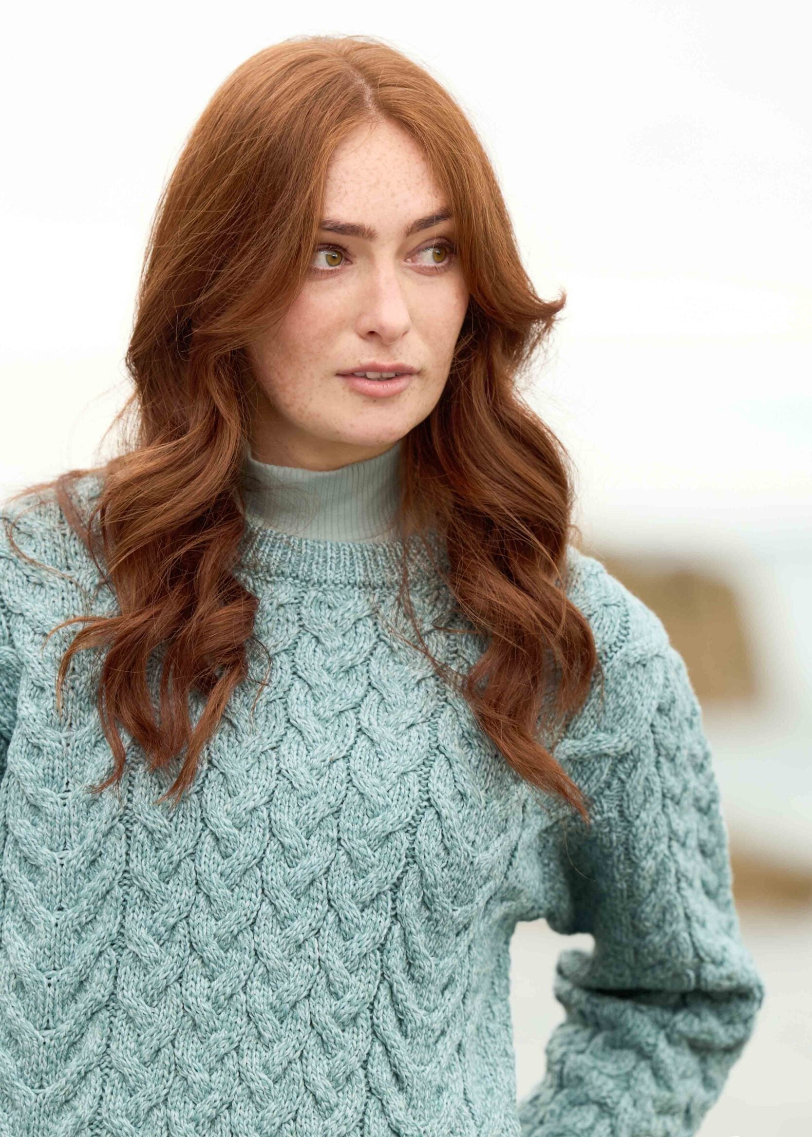 Unisex Aran Merino Wool Buncrana Sweater | Ice Blue