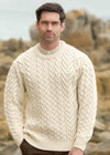 Aran Merino Wool Buncrana Sweater | Natural
