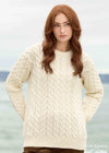 Aran Merino Wool Buncrana Sweater | Natural
