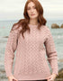 Unisex Aran Merino Wool Buncrana Sweater | Sky Pink