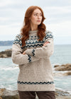 Ladies Merino Wool Icelandic Aran Sweater | Oatmeal