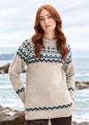 Ladies Merino Wool Icelandic Aran Sweater | Oatmeal
