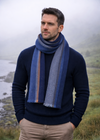 Mucros Donegal Wool Scarf | Denim Blue Herringbone | Made in Ireland