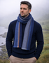 Mucros Donegal Wool Scarf | Denim Blue Herringbone | Made in Ireland