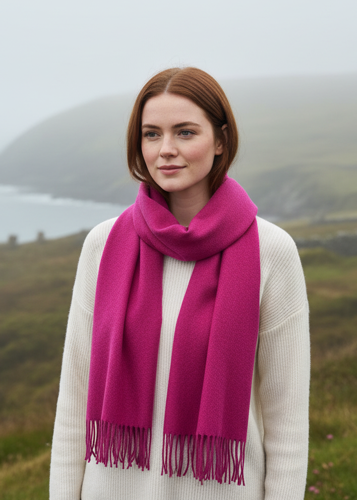 Foxford Lambswool Scarf | Solid Magenta Melange