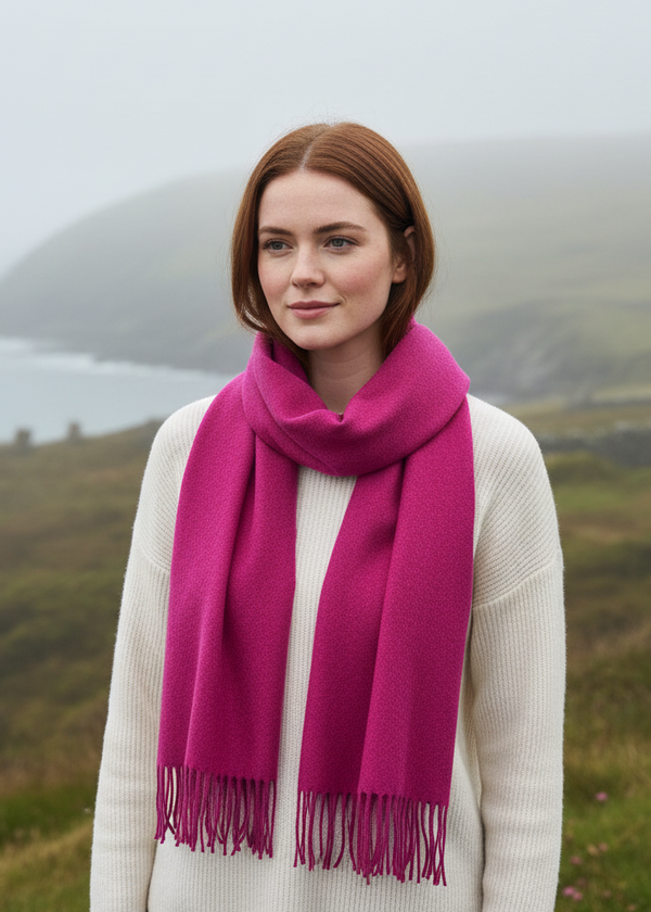 Foxford Lambswool Scarf | Solid Magenta Melange