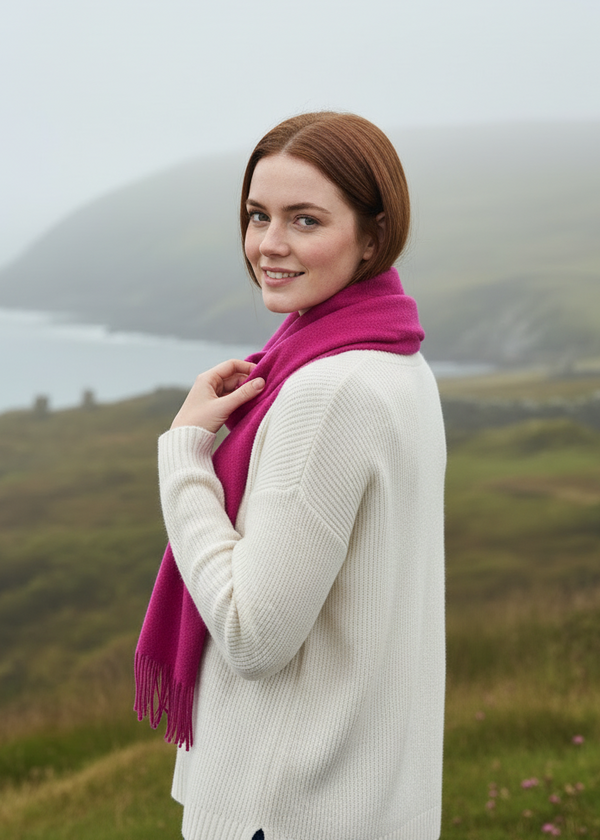 Foxford Lambswool Scarf | Solid Magenta Melange