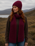Aran Merino wool Honeycomb Scarf | Raspberry Marl