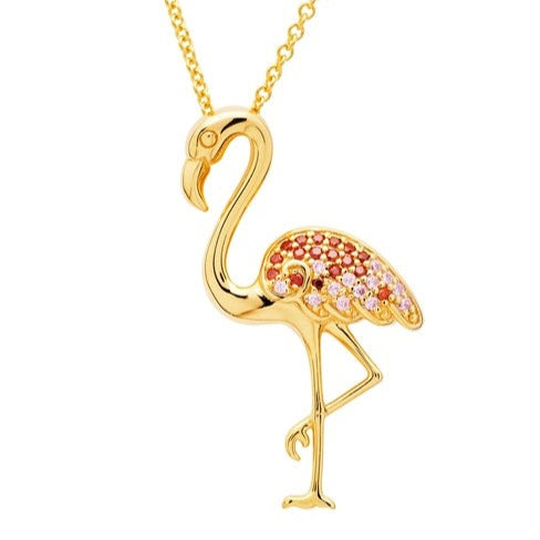 14kt Gold Vermeil CZ Flamingo Necklace