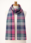 Foxford Green Grey Check Extra Fine Merino Scarf