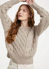 Crop Cable Knit Aran Sweater | Oatmeal