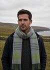 Irish Cashmere Wool Scarf | Grey Green Blue Check - Clearance
