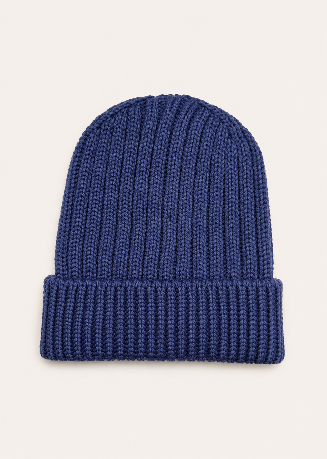 Aran Wool Ribbed Hat | Blue 