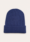 Aran Wool Ribbed Hat | Blue 