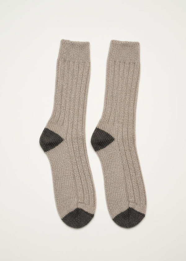 Oatmeal Grey Toe Merino Wool Socks | Women's