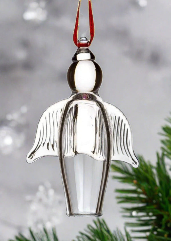 Irish Glass Clear Angel Ornament