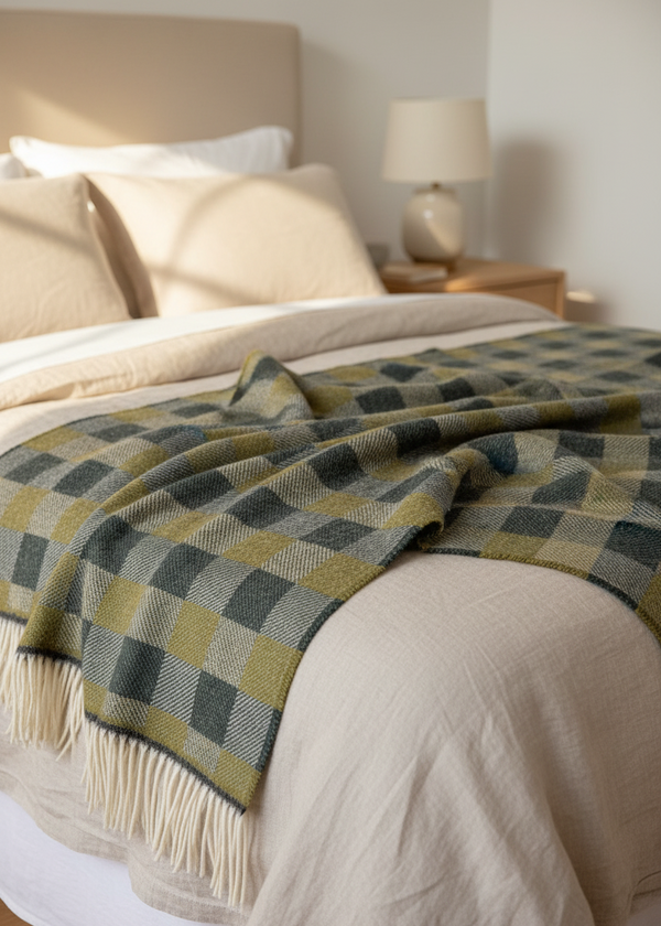 McNutt Pure Merino Wool Throw | Shamrock Green | Irish Heritage Blanket