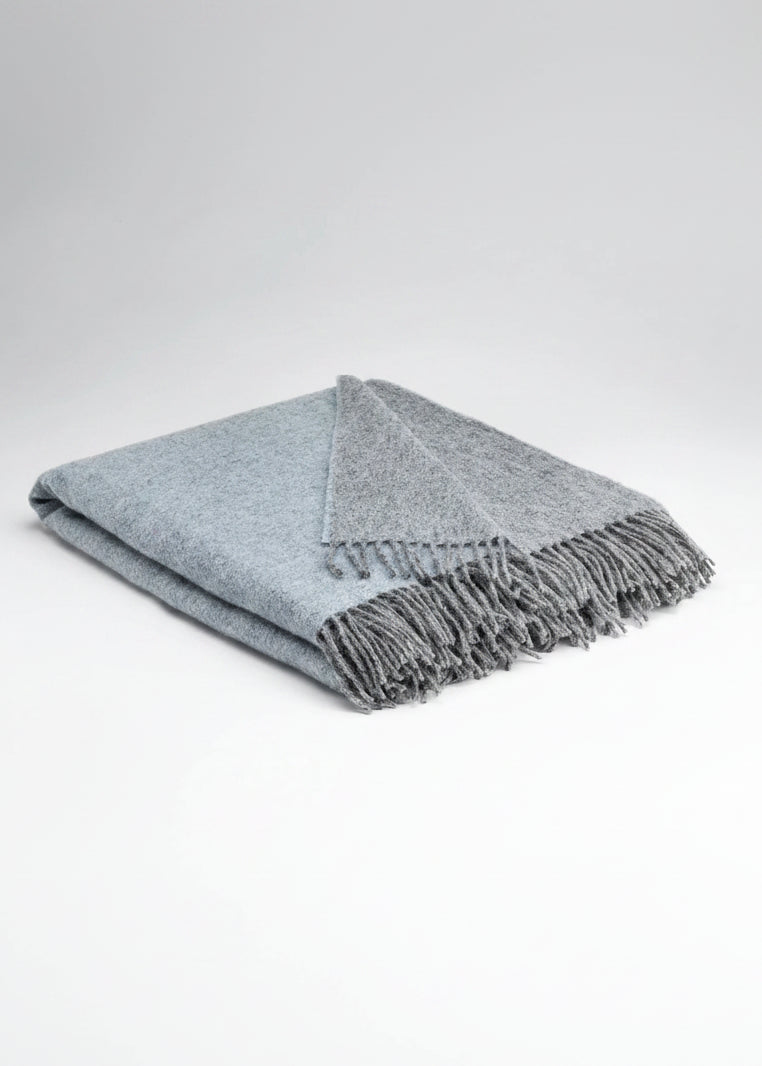 McNutt of Donegal Starlight Blue Reversible Wool Blanket | Pure Irish Wool