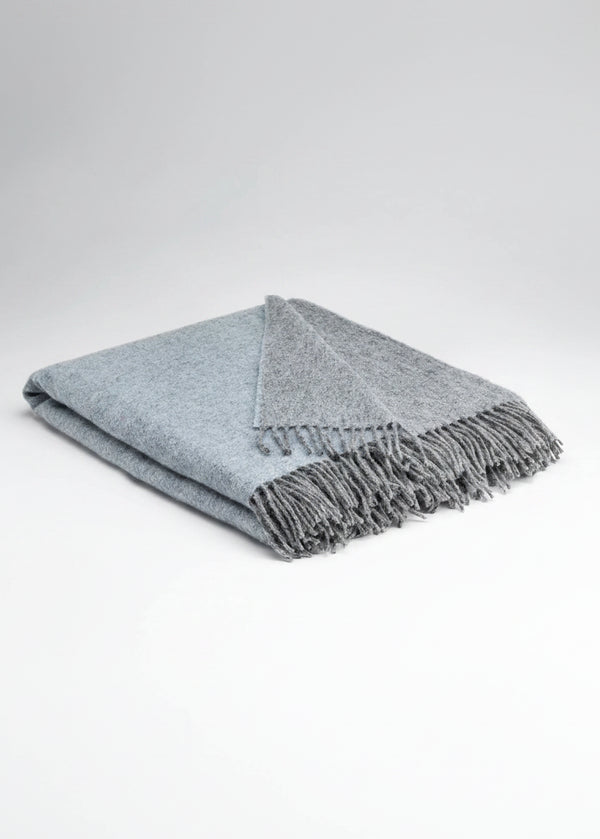 McNutt of Donegal Starlight Blue Reversible Wool Blanket | Pure Irish Wool