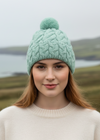 Cable Aran Hat with Pom Pom | Mint