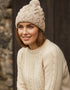 Cable Aran Hat with Pom Pom | Oat