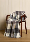 Foxford Cashmere Lambswool Caelan Throw | Taupe Grey Block