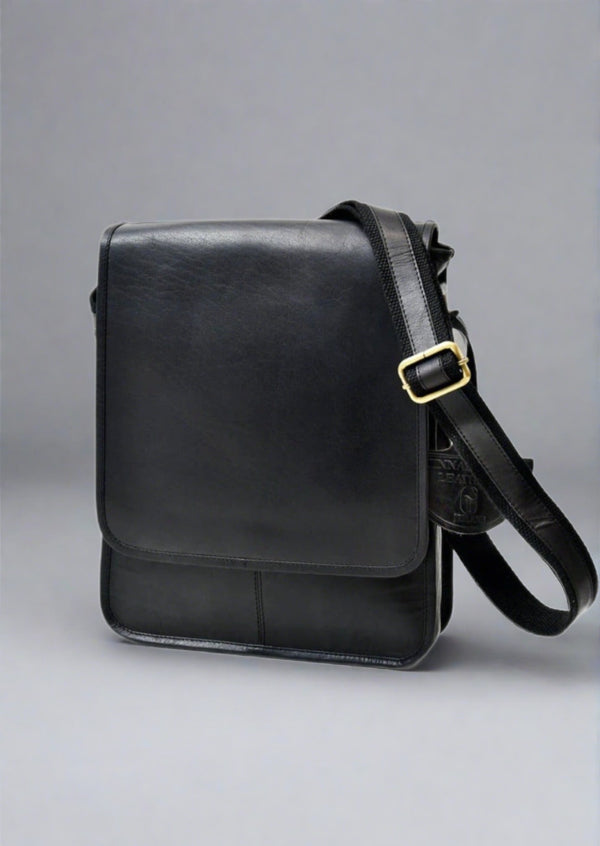 Luxury Irish Leather Messenger Bag - Black