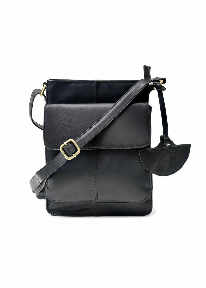 Luxury Irish Leather Sling Bag - Black