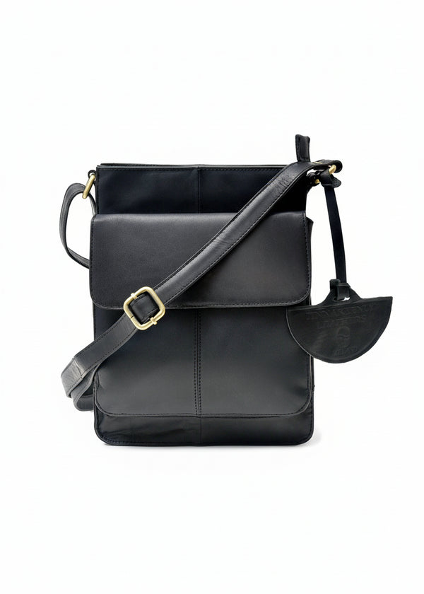 Luxury Irish Leather Sling Bag - Black