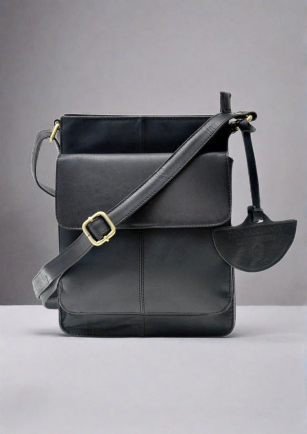 Luxury Irish Leather Sling Bag - Black