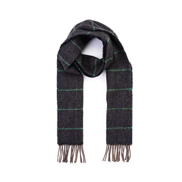 Cashmere Merino Scarf | Beige Green Windowpane