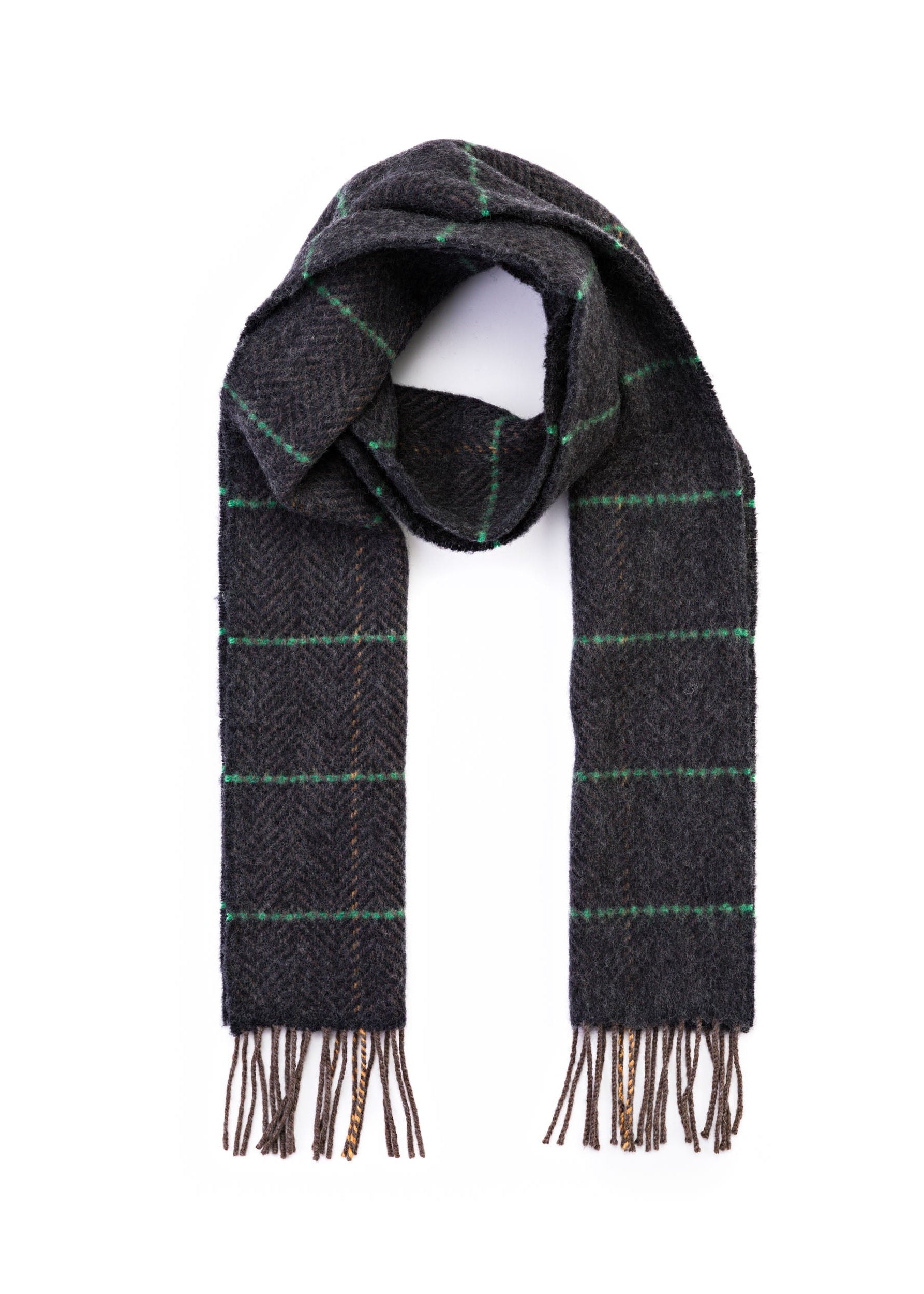 Cashmere Merino Scarf | Beige Green Windowpane