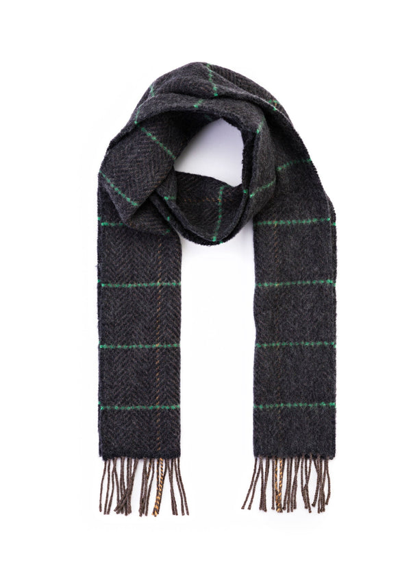 Cashmere Merino Scarf | Beige Green Windowpane