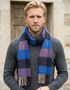 Cashmere Merino Scarf | Purple Blue Block