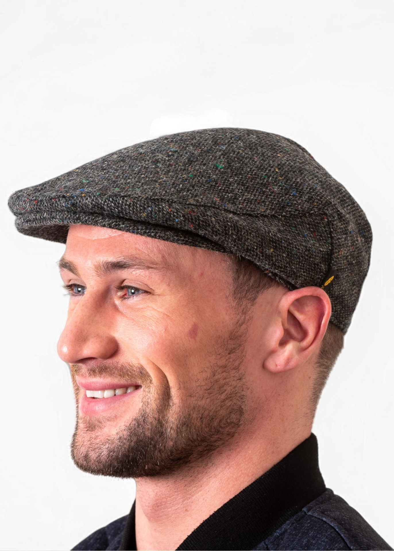 Charcoal Donegal Tweed Cap