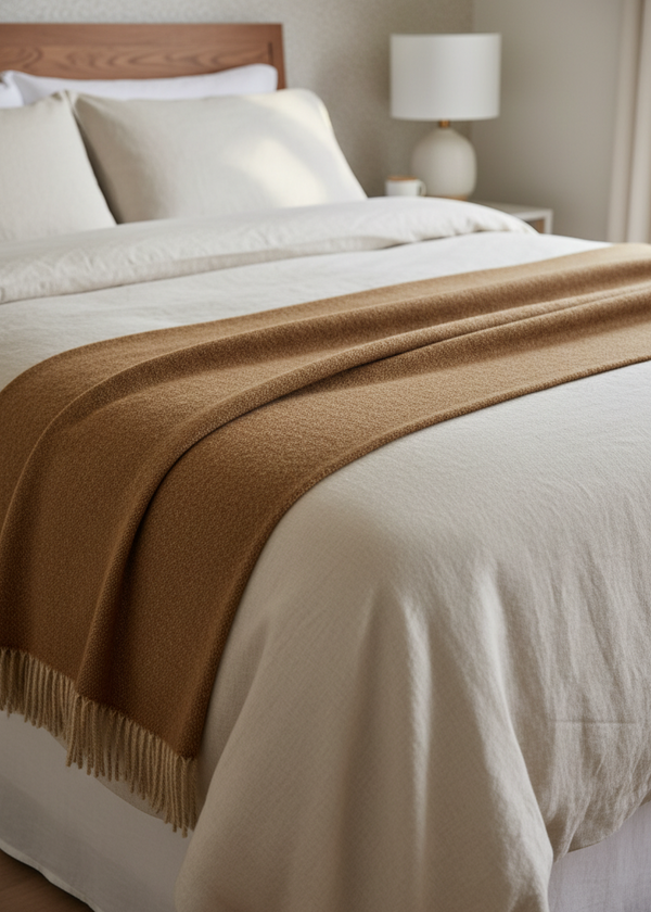 Mcnutt Pure Wool Throw | Chestnut Reversible