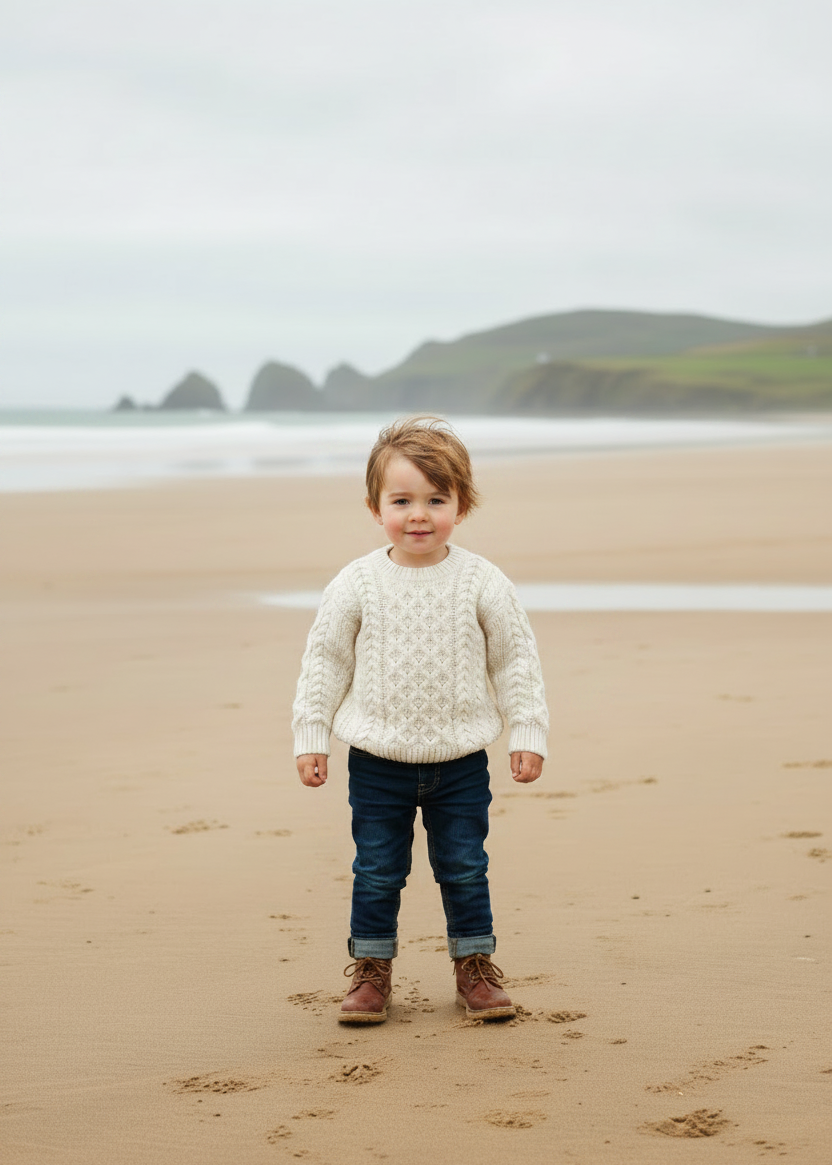 Children's Aran Merino Wool Sweater | Natural - Clearance